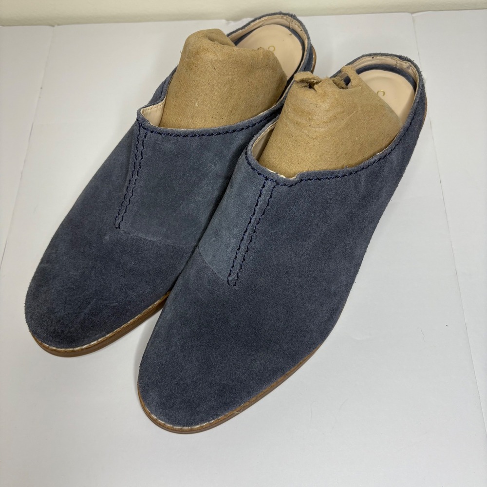 Cole Haan Suede Block Heel Mules Women's Slip On Shoes Blue Size Unknown